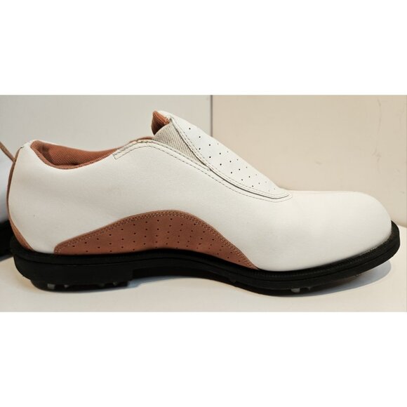 Women's Adidas Golf Shoes Size 10 Slip On White & Brown - Picture 8 of 13